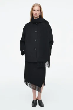 COS OVERSIZED WOOL-BLEND SCARF JACKET-Women Coats & Jackets