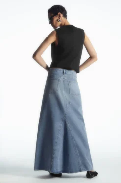 COS PANELED DENIM MAXI SKIRT-Women Skirts