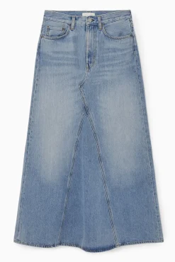 COS PANELED DENIM MAXI SKIRT-Women Skirts