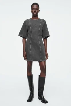 COS PANELED DENIM MINI DRESS-Women Dresses & Jumpsuits