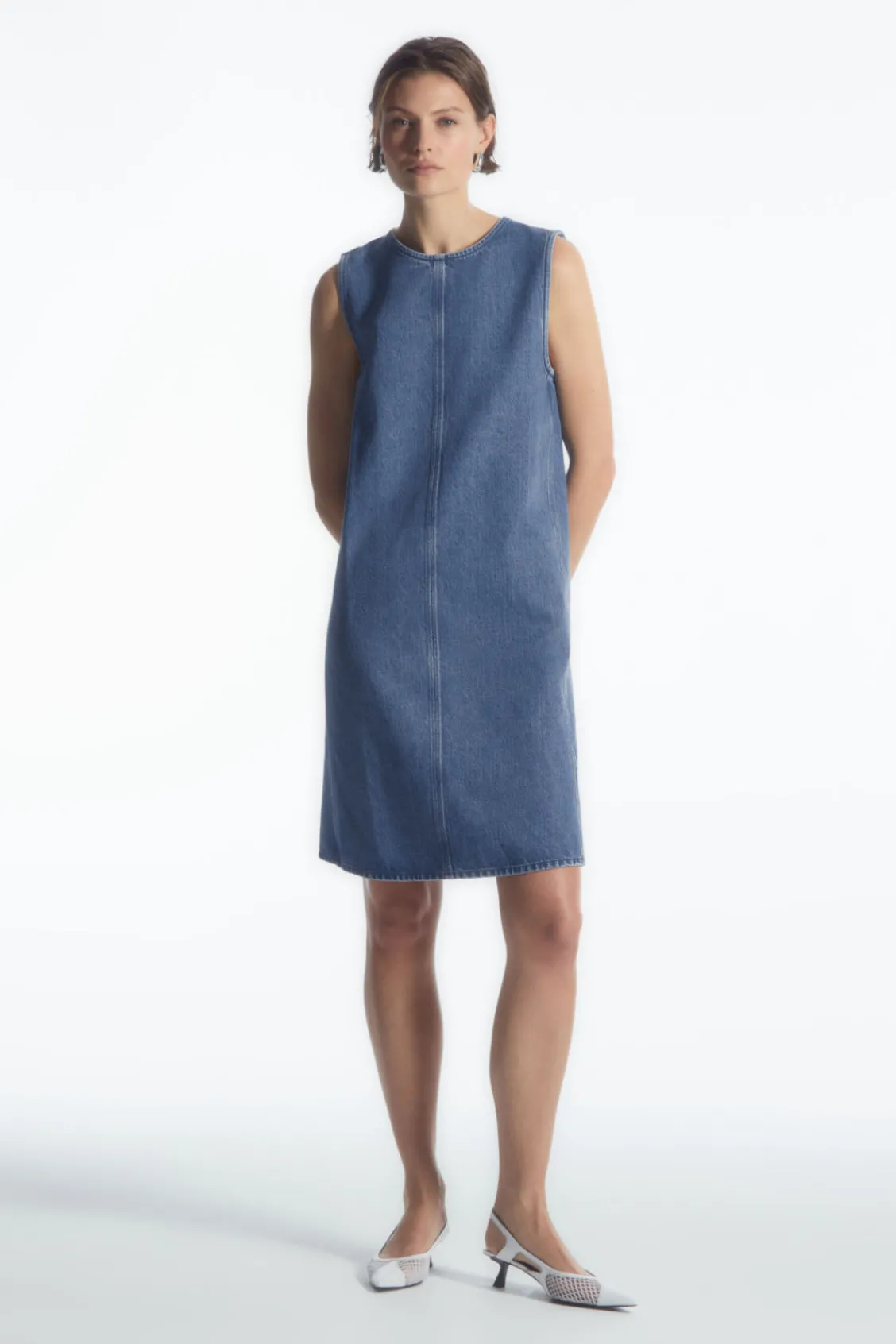 COS PANELED DENIM SHIFT DRESS-Women Dresses & Jumpsuits