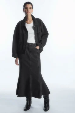 COS PANELED FLARED DENIM SKIRT-Women Skirts