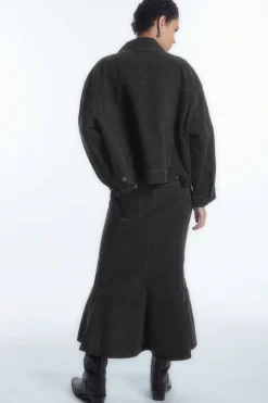 COS PANELED FLARED DENIM SKIRT-Women Skirts