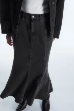 COS PANELED FLARED DENIM SKIRT-Women Skirts