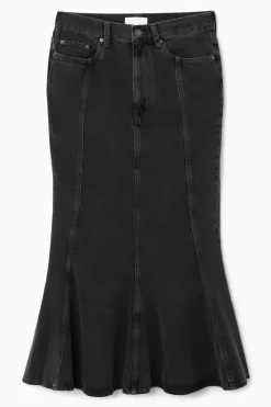 COS PANELED FLARED DENIM SKIRT-Women Skirts