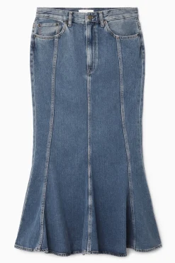 COS PANELED FLARED DENIM SKIRT-Women Skirts