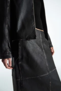 COS PANELED LEATHER RACER MIDI SKIRT-Women Skirts