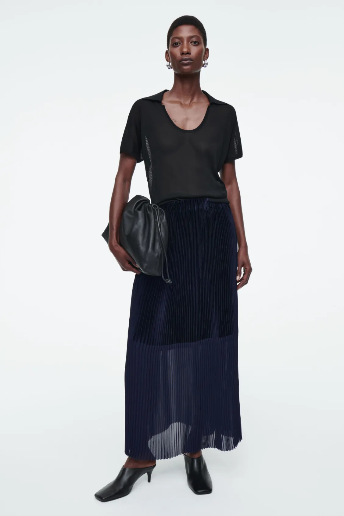 COS PANELED PLEATED COLUMN MAXI SKIRT-Women Skirts