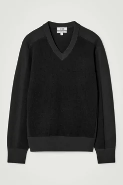 COS PANELLED WOOL V-NECK JUMPER- Sweaters & Cardigans