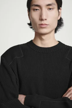 COS PATCH-DETAIL WOOL-BLEND SWEATER- Sweaters & Cardigans