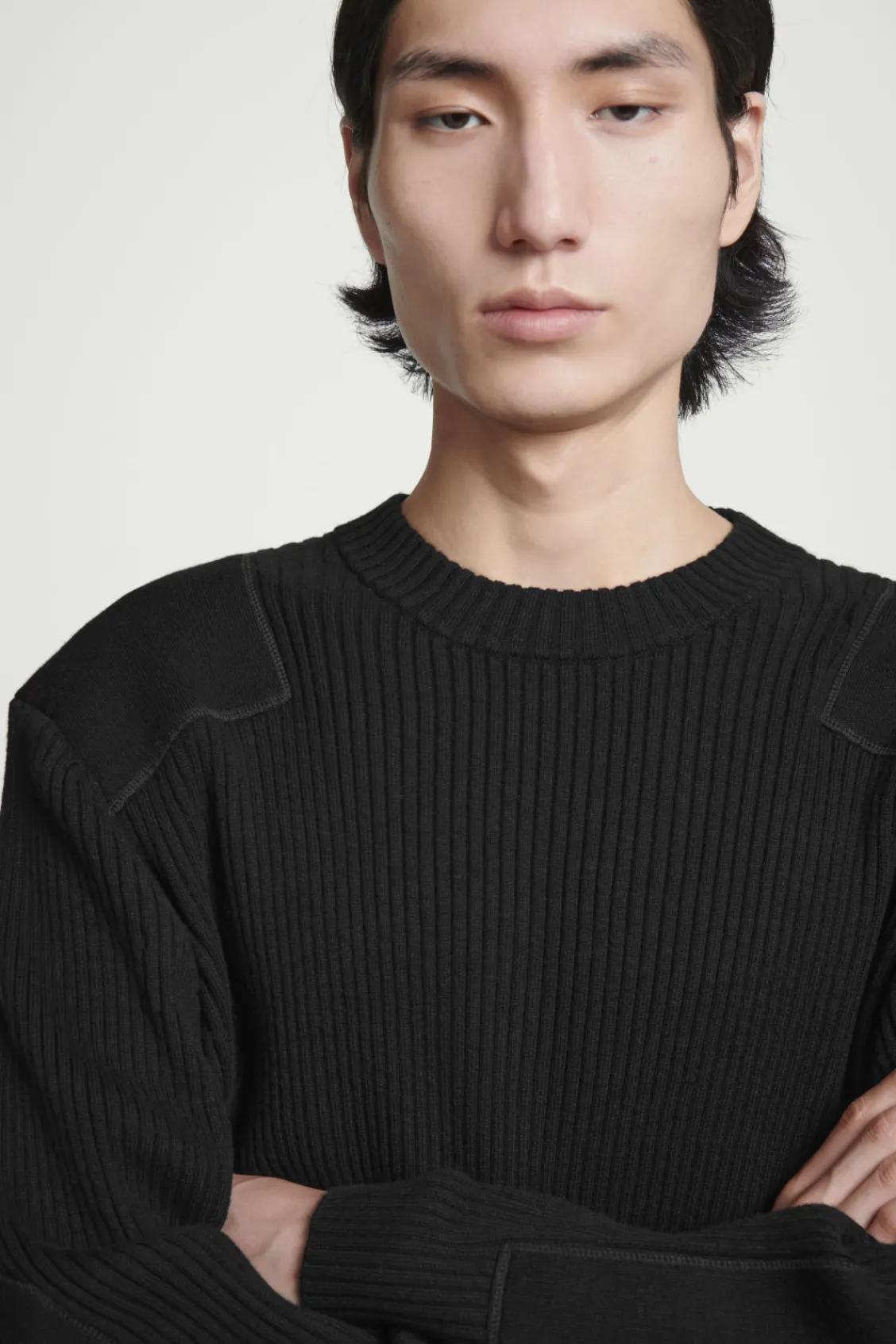 COS PATCH-DETAIL WOOL-BLEND SWEATER- Sweaters & Cardigans