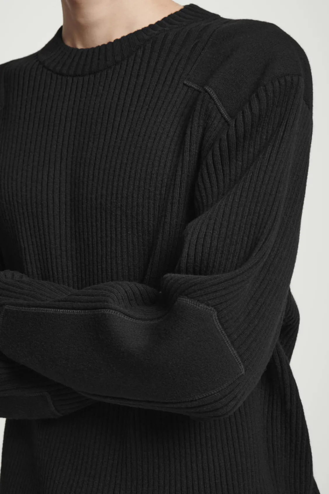 COS PATCH-DETAIL WOOL-BLEND SWEATER- Sweaters & Cardigans