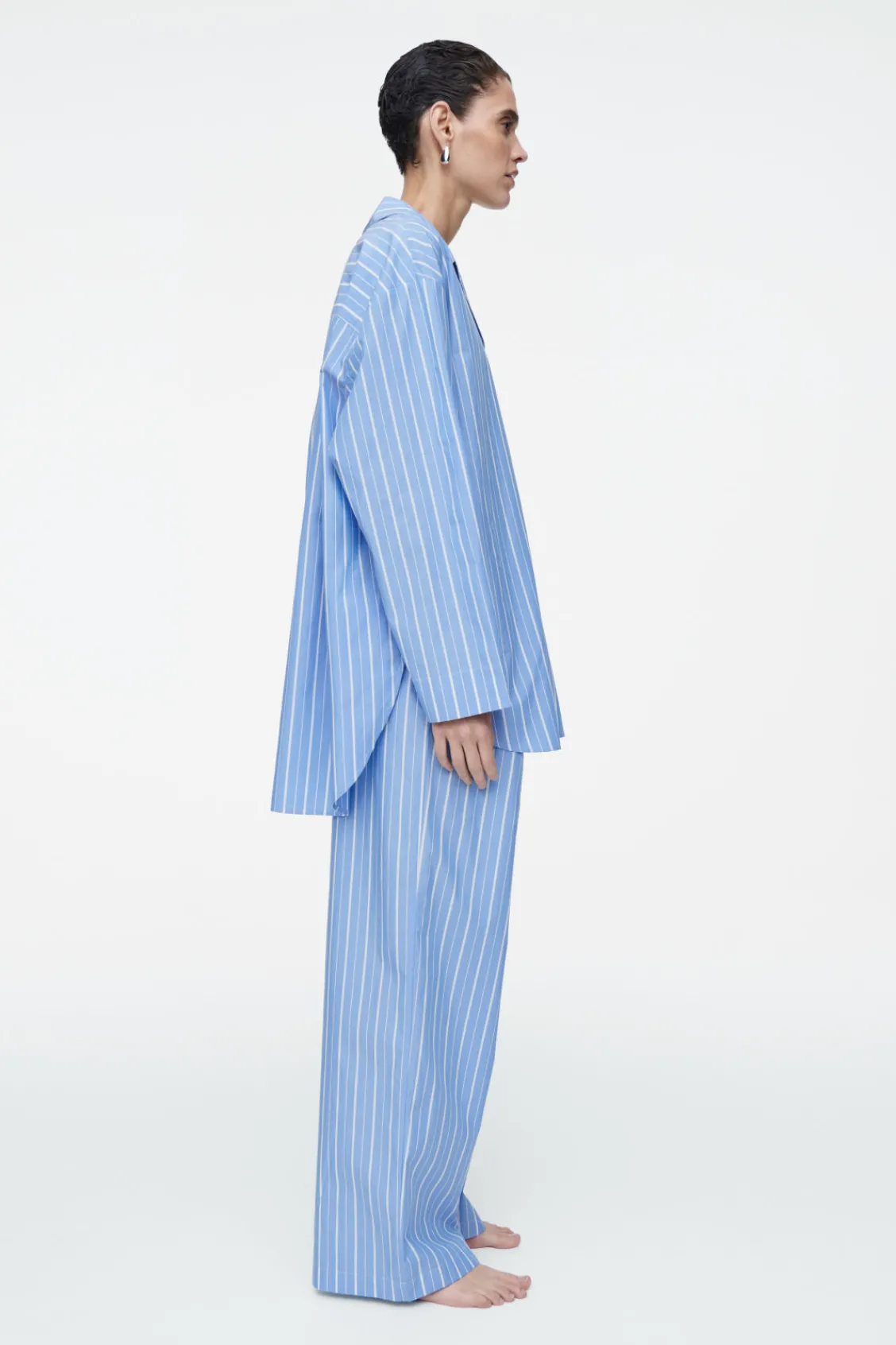 COS PINSTRIPED COTTON PAJAMA PANTS-Women Pants