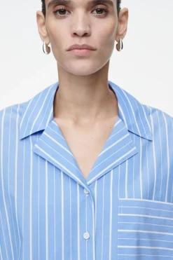 COS PINSTRIPED COTTON PAJAMA SHIRT-Women Shirts & Blouses | Tops