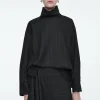 COS PINSTRIPED FUNNEL-NECK BLOUSE-Women Vests & Tailoring | Shirts & Blouses
