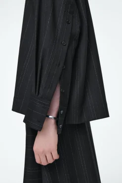 COS PINSTRIPED FUNNEL-NECK BLOUSE-Women Vests & Tailoring | Shirts & Blouses