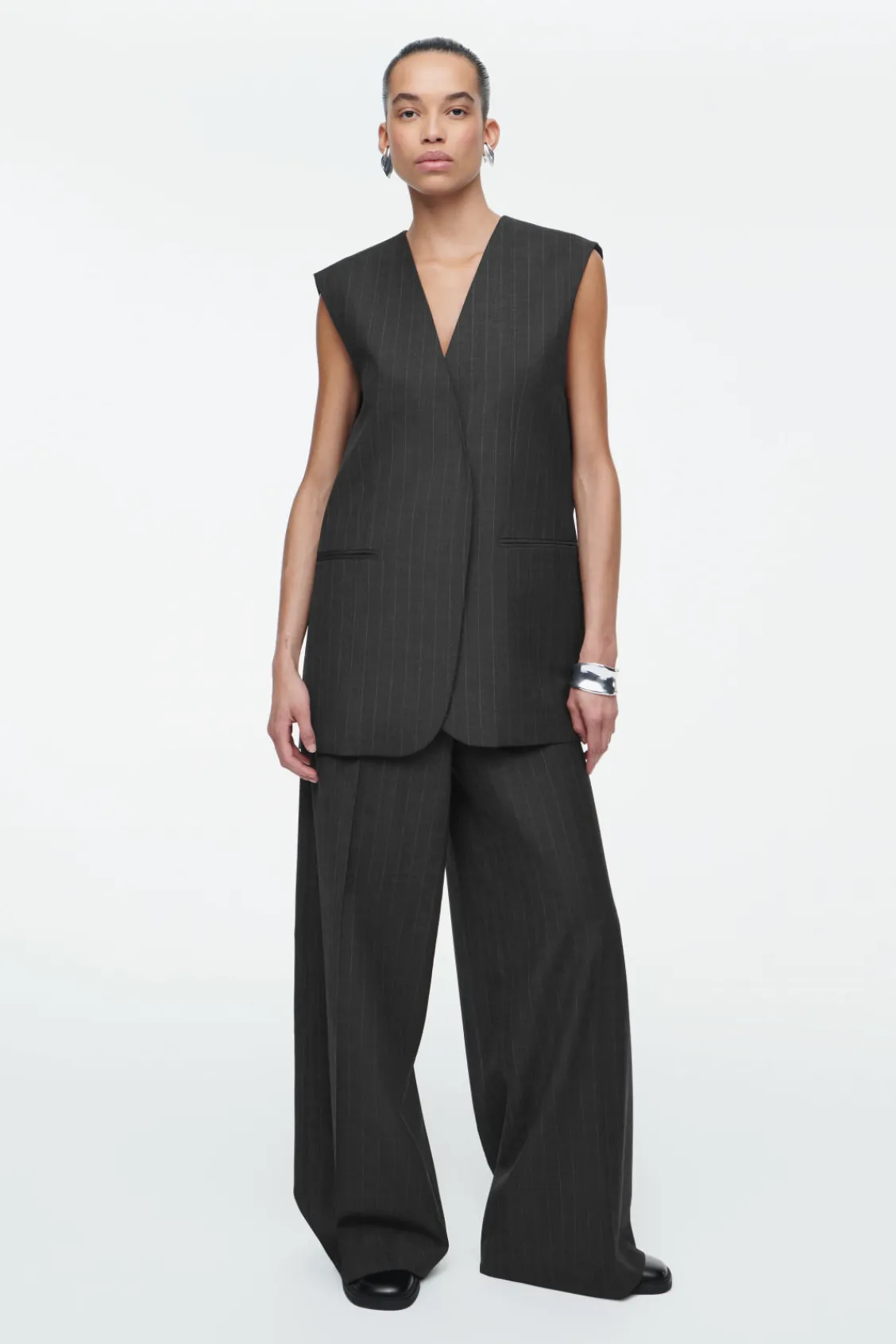 COS PINSTRIPED WOOL WAISTCOAT-Women Tops | Vests & Tailoring