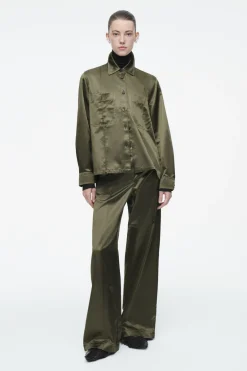 COS PINTUCKED SATIN UTILITY SHIRT-Women Vests & Tailoring | Shirts & Blouses
