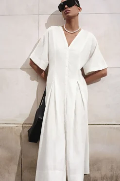 COS PLEATED A-LINE MIDI SHIRT DRESS-Women Dresses & Jumpsuits