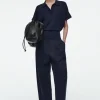 COS PLEATED BARREL-LEG COTTON PANTS-Women Pants