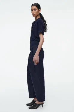 COS PLEATED BARREL-LEG COTTON PANTS-Women Pants