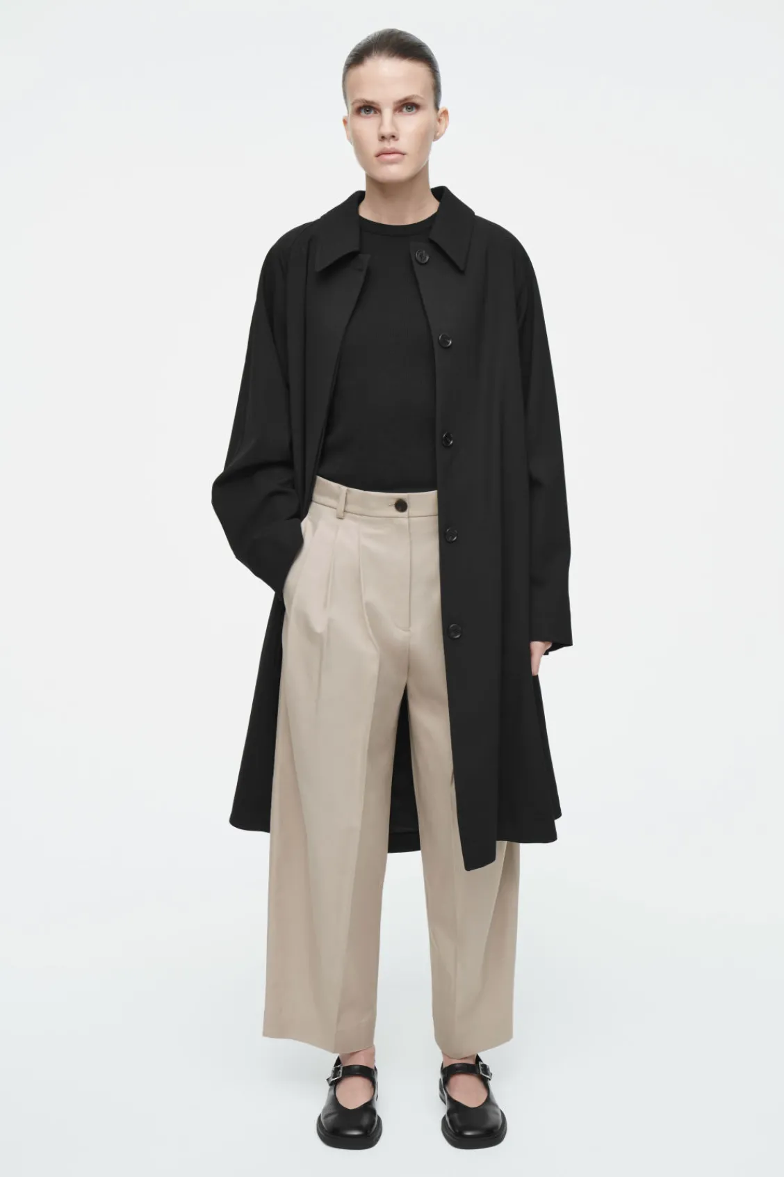 COS PLEATED BARREL-LEG COTTON PANTS-Women Pants