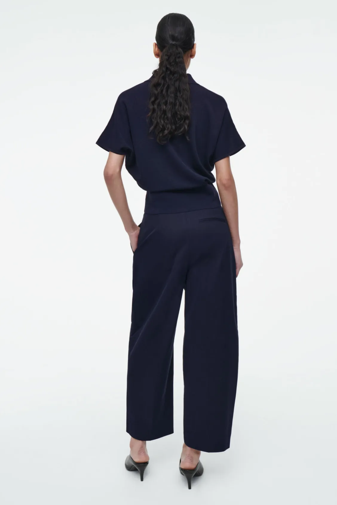 COS PLEATED BARREL-LEG COTTON PANTS-Women Pants