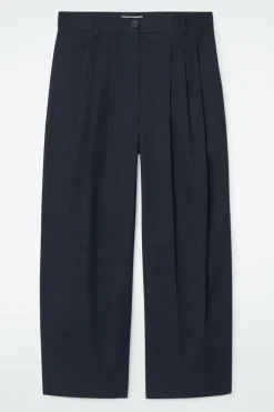COS PLEATED BARREL-LEG COTTON PANTS-Women Pants