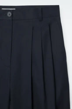 COS PLEATED BARREL-LEG COTTON PANTS-Women Pants