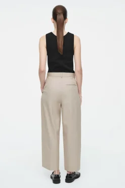 COS PLEATED BARREL-LEG COTTON PANTS-Women Pants