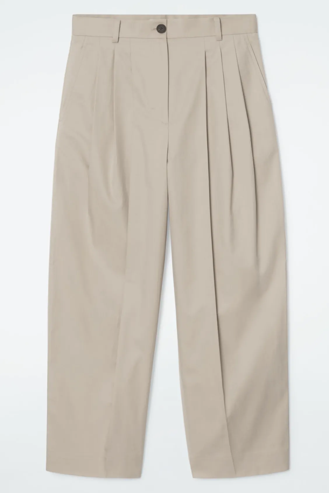 COS PLEATED BARREL-LEG COTTON PANTS-Women Pants