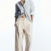 COS PLEATED BARREL-LEG DENIM PANTS-Women Jeans | Pants