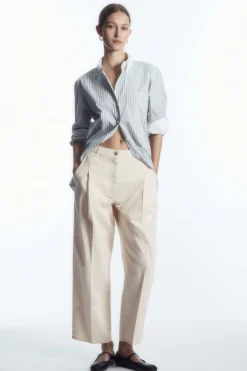 COS PLEATED BARREL-LEG DENIM PANTS-Women Jeans | Pants