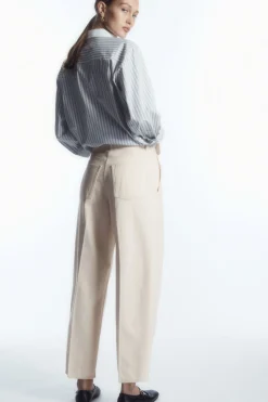 COS PLEATED BARREL-LEG DENIM PANTS-Women Jeans | Pants