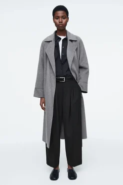 COS PLEATED BARREL-LEG WOOL-BLEND PANTS-Women Pants