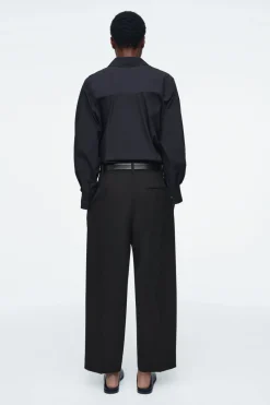 COS PLEATED BARREL-LEG WOOL-BLEND PANTS-Women Pants