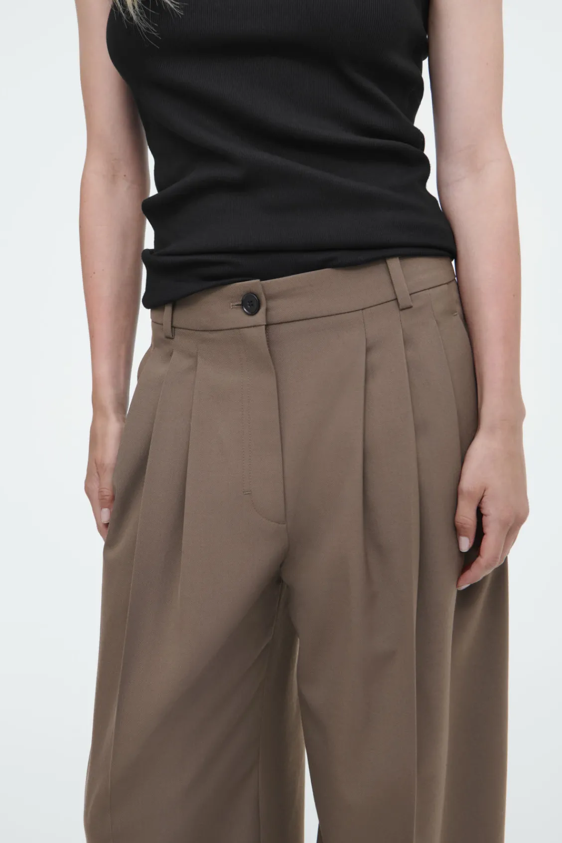 COS PLEATED BARREL-LEG WOOL-BLEND PANTS-Women Vests & Tailoring | Pants