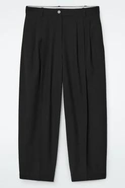 COS PLEATED BARREL-LEG WOOL-BLEND PANTS-Women Pants