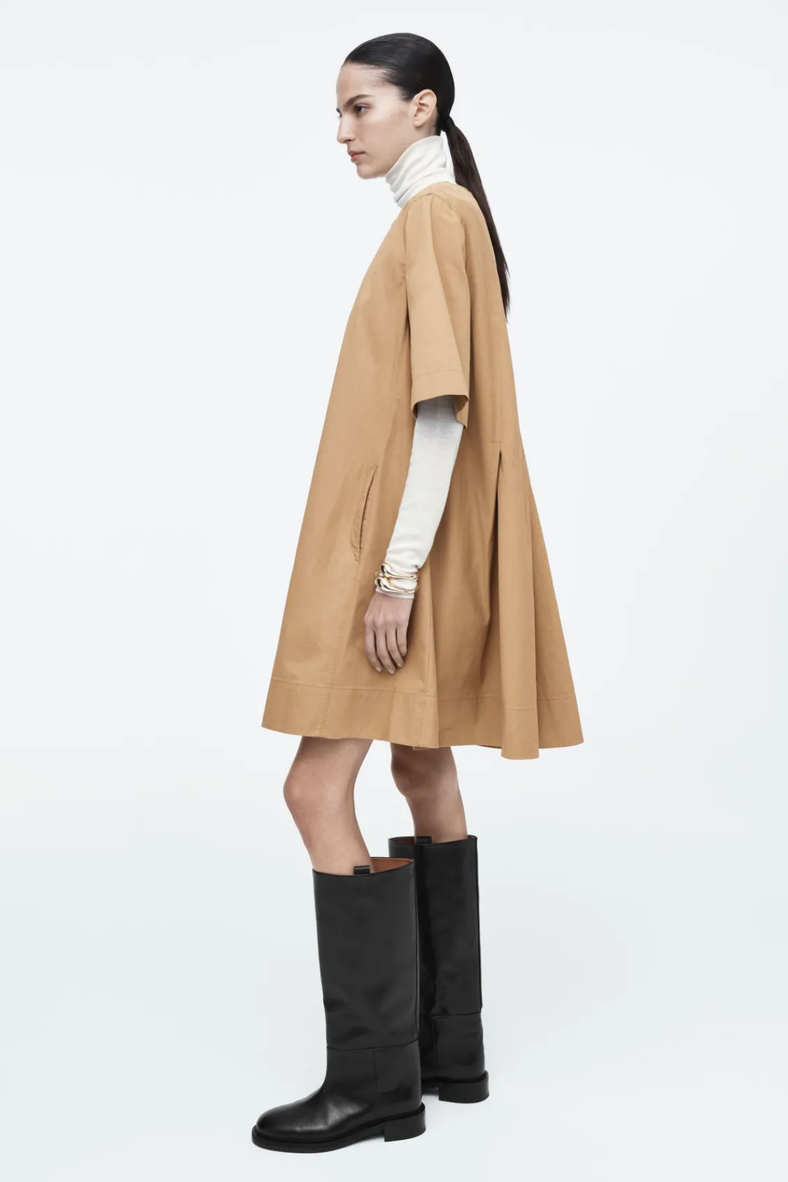 COS PLEATED COTTON MINI DRESS-Women Dresses & Jumpsuits