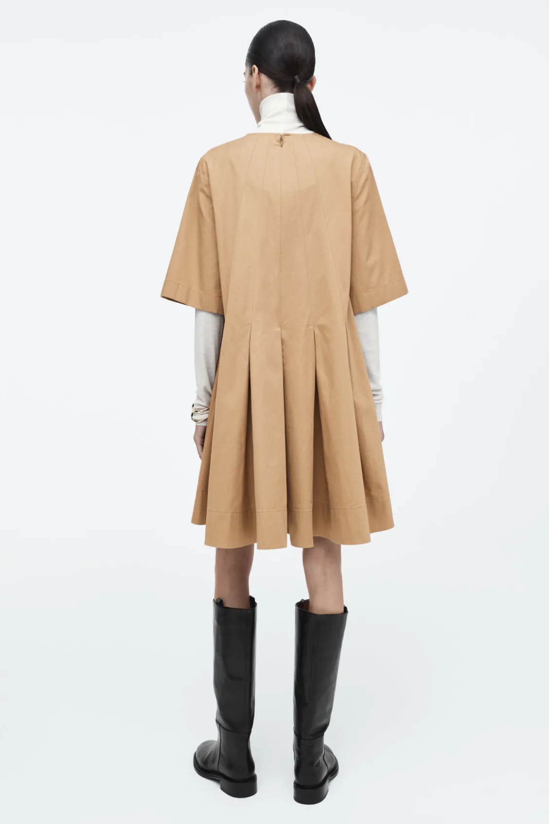 COS PLEATED COTTON MINI DRESS-Women Dresses & Jumpsuits