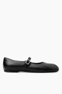 COS PLEATED LEATHER MARY-JANE BALLET FLATS-Women Shoes