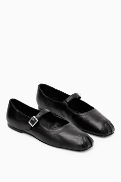 COS PLEATED LEATHER MARY-JANE BALLET FLATS-Women Shoes