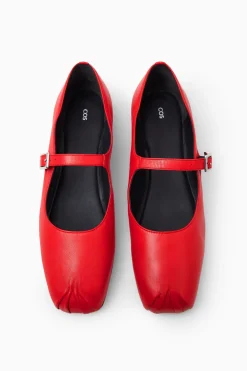COS PLEATED LEATHER MARY-JANE BALLET FLATS-Women Shoes