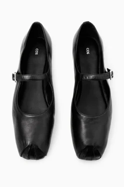 COS PLEATED LEATHER MARY-JANE BALLET FLATS-Women Shoes