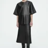 COS PLEATED LEATHER MIDI SKIRT-Women Skirts