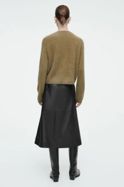 COS PLEATED LEATHER MIDI SKIRT-Women Skirts