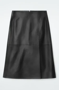 COS PLEATED LEATHER MIDI SKIRT-Women Skirts