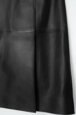 COS PLEATED LEATHER MIDI SKIRT-Women Skirts