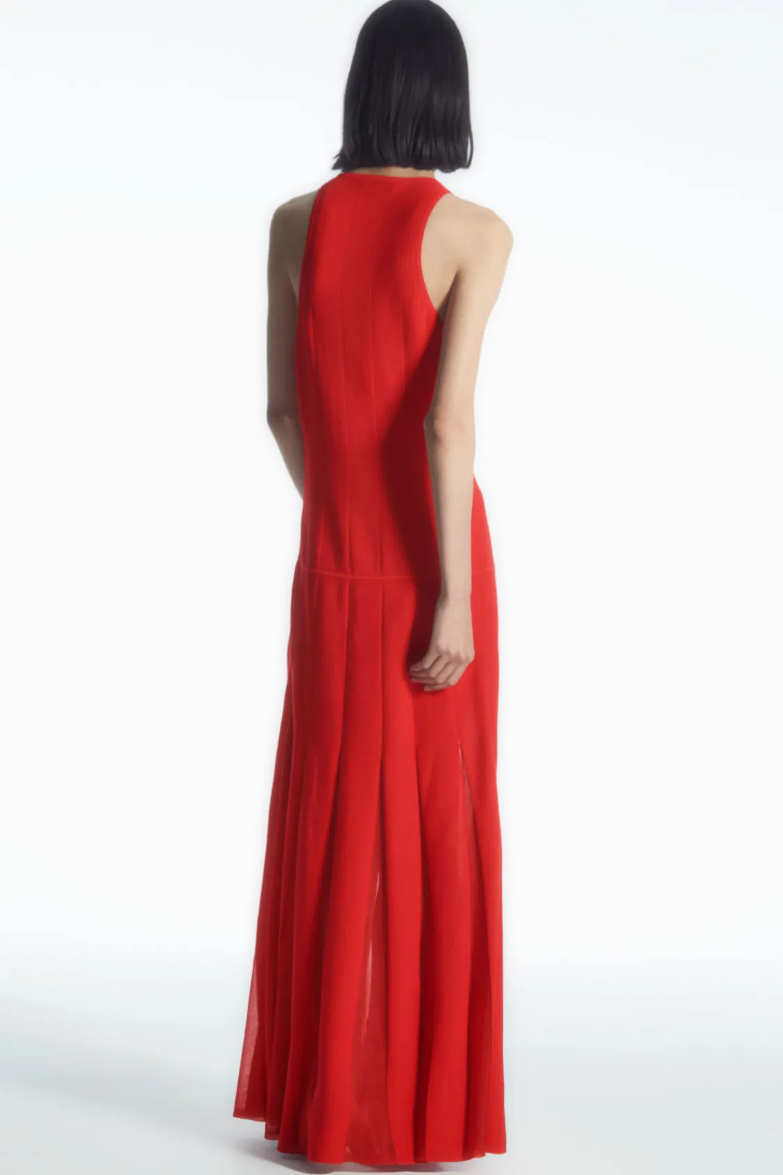 COS PLEATED RACER-NECK MAXI DRESS-Women Dresses & Jumpsuits | Sweaters & Cardigans