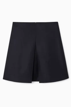 COS PLEATED WOOL-BLEND MINI SKIRT-Women Skirts